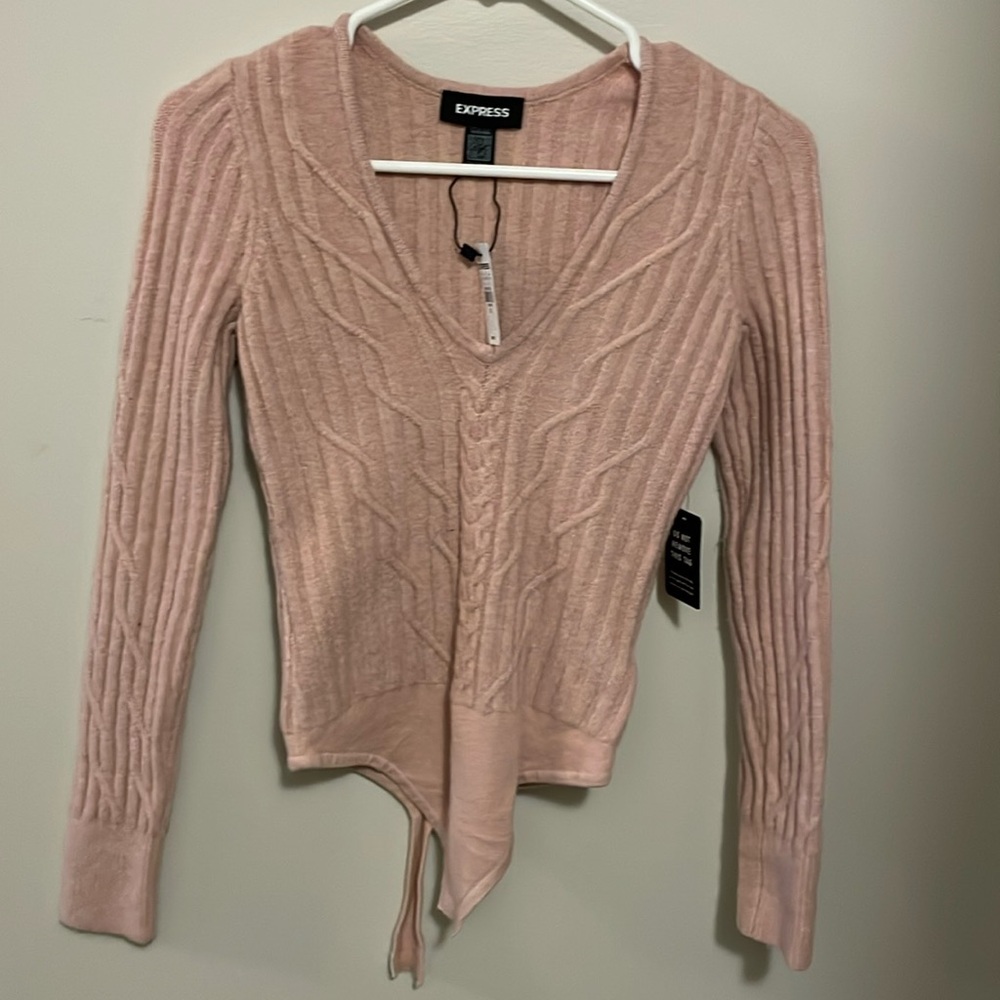 Pink Cable Knit Bodysuit from Express